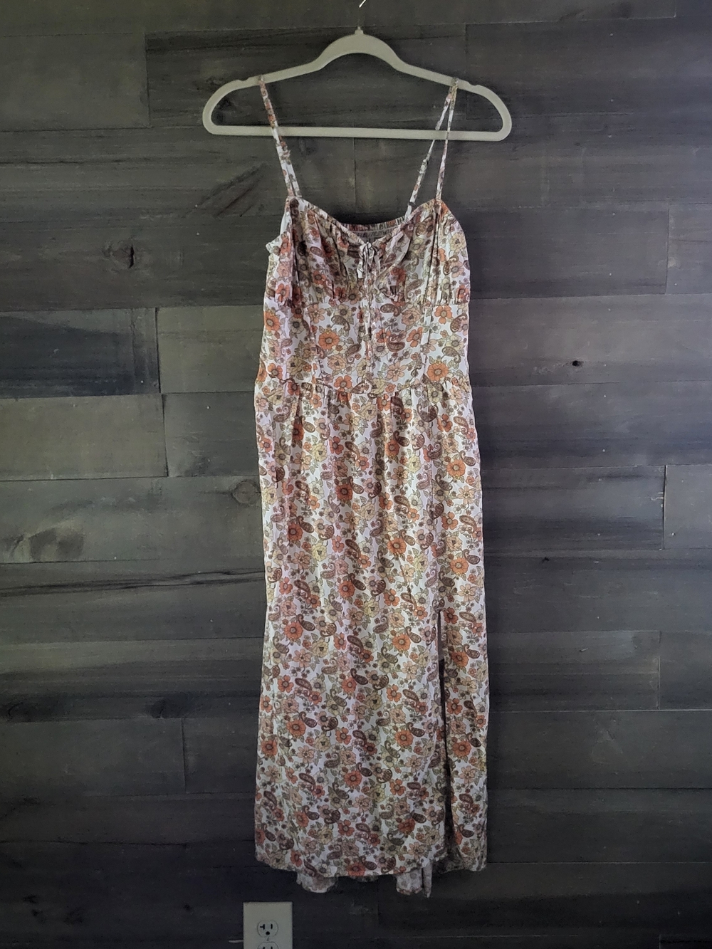 Hollister Bohemian Floral Midi Dress With Smocking Adjustable Straps Size M